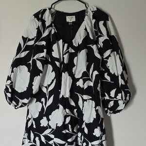 Kate Spade Black and White Floral Midi Dress